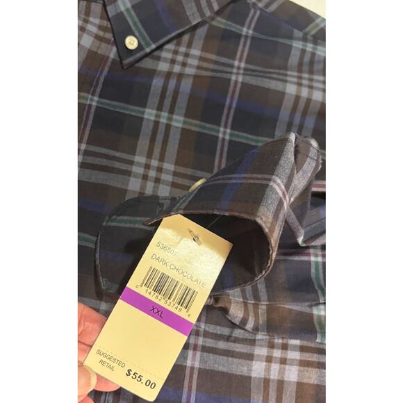 Haggar Stretch Plaid Long Sleeve Button Down Shirt Size XXL NWT - Picture 4 of 7
